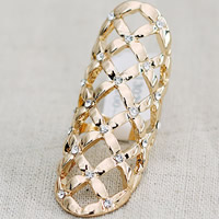 Zinklegering ringen, Zinc Alloy, gold plated, met strass, nikkel, lood en cadmium vrij, 58x36mm, Maat:7, 10pC's/Lot, Verkocht door Lot
