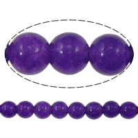 Perles en jade, Rond, violet, 4mm, Longueur Environ 16 pouce, 10Strandstoron/lot, Environ 97PC/brin, Vendu par lot