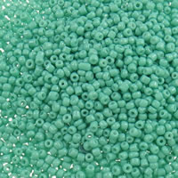 Opake Glas Rocailles, Glas-Rocailles, rund, Volltonfarbe, grün, 2x1.9mm, Bohrung:ca. 1mm, ca. 30000PCs/Tasche, verkauft von Tasche