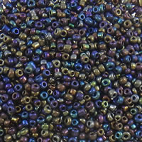 Pläterad Glass Seed Beads, Rund, plated, 2x1.9mm, Hål:Ca 1mm, Ca 30000PC/Bag, Säljs av Bag