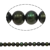 Brambor pěstované sladkovodní perle, Sladkovodní Pearl, tmavozelený, 10-11mm, Otvor:Cca 0.8mm, Prodáno za Cca 14.3 inch Strand