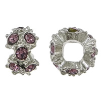 Zinc Alloy Spacer Beads Rondelle platinum color plated with rhinestone nickel lead & cadmium free Approx 5mm Sold By Lot