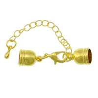Brass Lobster Claw Cord Clasp gold color plated with end cap nickel lead & cadmium free 35mm Inner Approx 5mm Sold By Lot