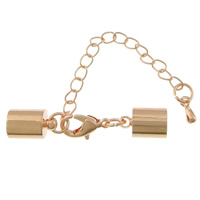 Brass Lobster Claw Cord Clasp rose gold color plated with end cap nickel lead & cadmium free 35mm Inner Approx 5.5mm Sold By Lot
