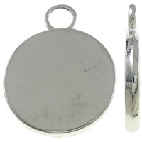 Zinc Alloy Flat Round Pendants Coin silver color plated nickel lead & cadmium free Approx 2mm Sold By Bag