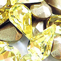 Parche de Diamantes de Imitacion, Cristal, Gota, chapado en color de plata, facetas, Citrino, 8x13mm, 288PCs/Bolsa, Vendido por Bolsa