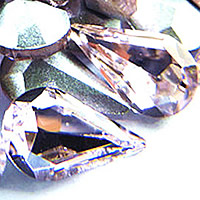 Crystal Cabochons, Teardrop, silver color plated, faceted, Vintage Rose, 8x13mm, 288PCs/Bag, Sold By Bag