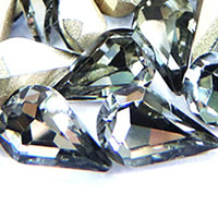 Parche de Diamantes de Imitacion, Cristal, Gota, chapado en color de plata, facetas, Sombra de Cristal Bronce, 8x13mm, 288PCs/Bolsa, Vendido por Bolsa