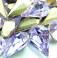 Crystal Cabochons Teardrop silver color plated faceted Violet Opal Sold By Bag