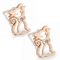 Gets® Jewelry Earring Brass Cat 18K gold plated with cubic zirconia nickel lead & cadmium free 6mm Sold By Pair