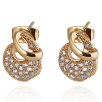 Gets® Jewelry Earring Brass 18K gold plated with cubic zirconia nickel lead & cadmium free 12.5mm Sold By Pair