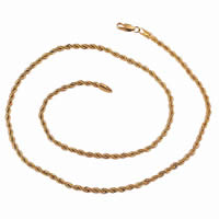 Collar de la joyería Gets®, metal, chapado en oro de 18 K, cadena de cuerda, libre de níquel, plomo & cadmio, 3mm, Vendido para aproximado 23.5 Inch Sarta
