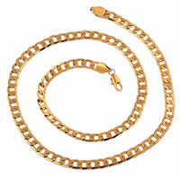 Gets® Biżuteria Naszyjnik, Mosiądz, Pozłacane 18K złotem, łańcucha krawężnika, bez zawartości niklu, ołowiu i kadmu, 7mm, sprzedawane na około 24 cal Strand