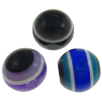 Harpiks onde øjne perler, Resin, Runde, stribe, blandede farver, 8mm, Hole:Ca. 2mm, 1000pc'er/Bag, Solgt af Bag