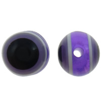 Resin Evil Eye Beads Round stripe purple 8mm Approx 2mm Sold By Bag