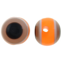 Harpiks onde øjne perler, Resin, Runde, stribe, 8mm, Hole:Ca. 2mm, 1000pc'er/Bag, Solgt af Bag