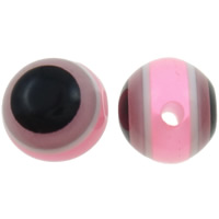 Harpiks onde øjne perler, Resin, Runde, stribe, lyserødt, 8mm, Hole:Ca. 2mm, 1000pc'er/Bag, Solgt af Bag