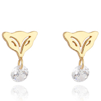 Gets® Jewelry Earring Brass Fox 18K gold plated with cubic zirconia nickel lead & cadmium free 14mm Sold By Pair