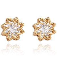 Gets® Jewelry Earring Brass Flower 18K gold plated with cubic zirconia nickel lead & cadmium free 11.5mm Sold By Pair