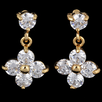 Gets® Jewelry Earring Brass Flower 18K gold plated with cubic zirconia nickel lead & cadmium free 18mm Sold By Pair
