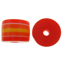 Granos rayados de la resina, Columna, veta, Rojo, 8x6mm, agujero:aproximado 2mm, 1000PCs/Bolsa, Vendido por Bolsa