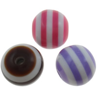 Harpiks onde øjne perler, Resin, Runde, stribe, blandede farver, 8mm, Hole:Ca. 2mm, 1000pc'er/Bag, Solgt af Bag