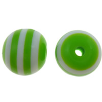 Granos rayados de la resina, Esférico, veta, verde de manzana, 10mm, agujero:aproximado 2mm, 1000PCs/Bolsa, Vendido por Bolsa