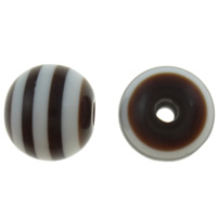 Gestreifte Harz Perlen, rund, Streifen, Kaffeefarbe, 10mm, Bohrung:ca. 2mm, 1000PCs/Tasche, verkauft von Tasche