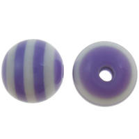 Gestreifte Harz Perlen, rund, Streifen, violett, 12mm, Bohrung:ca. 2mm, 1000PCs/Tasche, verkauft von Tasche