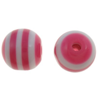 Perle di resina a righe, Cerchio, striscia, rosato, 8mm, Foro:Appross. 2mm, 1000PC/borsa, Venduto da borsa