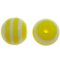 Granos rayados de la resina, Esférico, veta, amarillo, 8mm, agujero:aproximado 2mm, 1000PCs/Bolsa, Vendido por Bolsa
