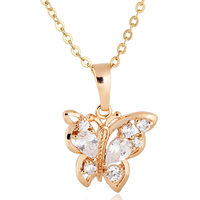 Gets® Jewelry Necklace Brass Butterfly 18K gold plated oval chain & with cubic zirconia nickel lead & cadmium free 23mm Sold Per Approx 18 Inch Strand