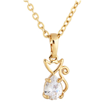 Gets® Jewelry Necklace Brass Cat 18K gold plated oval chain & with cubic zirconia nickel lead & cadmium free 17mm Sold Per Approx 18 Inch Strand