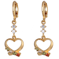 Gets® Jewelry Earring Brass Heart 18K gold plated micro pave cubic zirconia nickel lead & cadmium free Sold By Pair