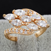 Gets® Finger Ring Brass 18K gold plated with cubic zirconia nickel lead & cadmium free 12mm US Ring Sold By PC