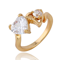 Gets® Finger Ring Brass Heart 18K gold plated with cubic zirconia nickel lead & cadmium free 8mm US Ring Sold By PC