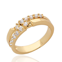 Gets® Finger Ring Brass 18K gold plated micro pave cubic zirconia nickel lead & cadmium free 5mm US Ring Sold By PC