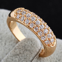 Gets® Finger Ring Brass 18K gold plated micro pave cubic zirconia nickel lead & cadmium free 12mm US Ring Sold By PC