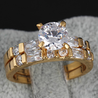 Anillo de dedo Gets®, metal, chapado en oro de 18 K, para la pareja & con circonia cúbica, libre de níquel, plomo & cadmio, 6mm, tamaño:8, Vendido por Par