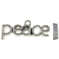 Tibetan Style Message Pendants, word peace, platinum color plated, nickel, lead & cadmium free, 26x10x2.50mm, Hole:Approx 1.5mm, Approx 500PCs/KG, Sold By KG