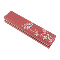 Cardboard Necklace Box with Velveteen Rectangle with flower pattern red Sold By Lot