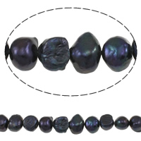 Barock odlad sötvattenspärla pärlor, Freshwater Pearl, naturlig, svart, 9-10mm, Hål:Ca 0.8mm, Såld Per Ca 14.5 inch Strand