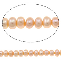 Knapp odlad sötvattenspärla pärlor, Freshwater Pearl, naturlig, rosa, 7-8mm, Hål:Ca 0.8mm, Såld Per Ca 15 inch Strand