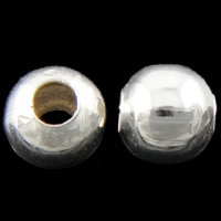 Jern smykker perler, Runde, sølvfarvet forgyldt, nikkel, bly & cadmium fri, 4mm, Hole:Ca. 1.5mm, Ca. 10000pc'er/Bag, Solgt af Bag