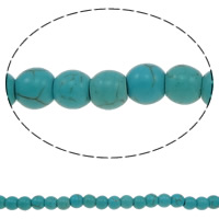 Χάντρες Turquoise, Συνθετικό Τυρκουάζ, Γύρος, διαφορετικό μέγεθος για την επιλογή, μπλε, Τρύπα:Περίπου 1-1.5mm, Sold Per Περίπου 15 inch Strand