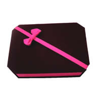Velvet Jewelry Set Box Velveteen finger ring & earring & necklace with Cardboard Rectangle rose carmine Sold By Lot