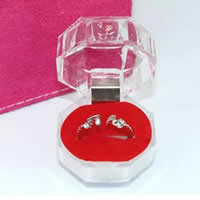 Akryl Pojedyncze pudełko na pierścionek, ze Gąbka & Welwet, czerwony, 38x38mm, 200komputery/wiele, sprzedane przez wiele