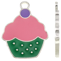 Zinc Alloy Enamel Pendants Cake platinum color plated nickel lead & cadmium free Approx 2.5mm Sold By Bag