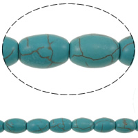 Turquoise Kralen, Synthetische Turquoise, Ovaal, blauw, 11x16mm, Gat:Ca 2mm, Ca 24pC's/Strand, Per verkocht Ca 15 inch Strand