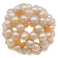 Míč clusteru perlový korálky, Sladkovodní Pearl, Kolo, růžový, 40mm, Prodáno By PC